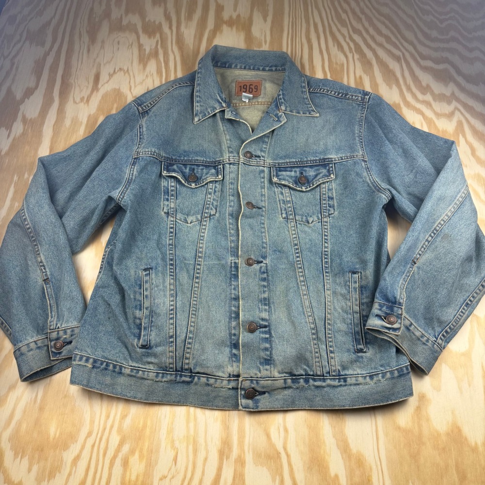 Vintage Gap 1969 Denim Trucker Jacket Mens XL Medium Wash 174429-00 10/99